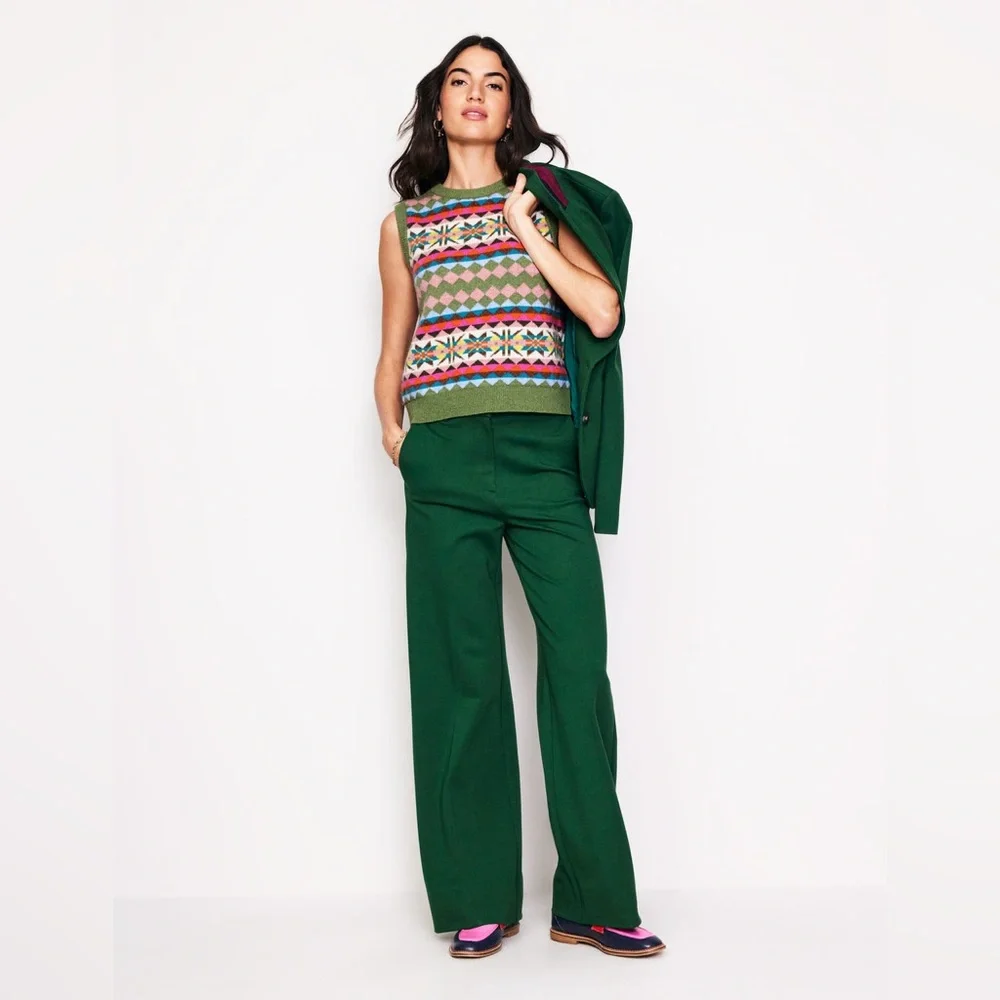 Boden Edie Fair Isle Vest in Green Heritage - Picture 6 of 14